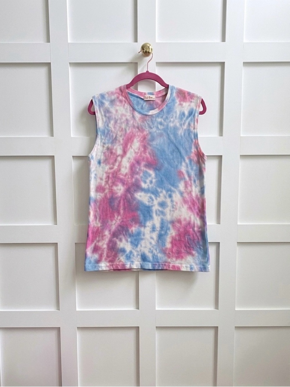 Dressed in Lala Bad Babe Tank Top Large Cotton Candy Tie Dye Shoulder Pads 2021 - Picture 2 of 11